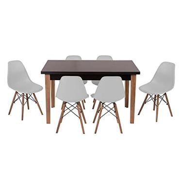 Imagem de Conjunto Mesa de Jantar Luiza 135cm Preta com 6 Cadeiras Eames Eiffel - Cinza