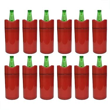 Imagem de Porta Garrafa Térmico 600ml Camisinha Para Cerveja Kit 12 Unidades (Vermelho)