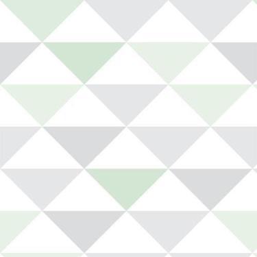 Imagem de Papel De Parede Ades. Geométrico Triângulo Verde Cinza - 12M