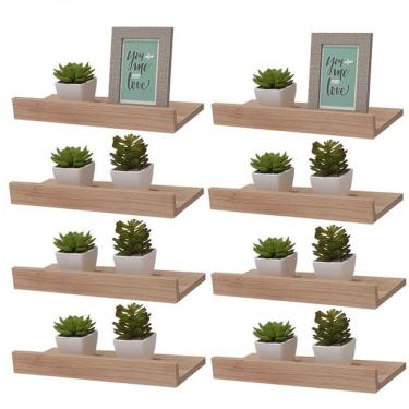 Imagem de Kit 8 Prateleiras Carvalho Suporte Mercado das Prateleiras