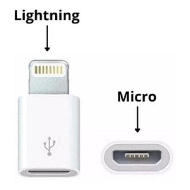 Imagem de Adaptador Lightning Ios Macho Para Micro Usb V8 Fêmea Vd Celular