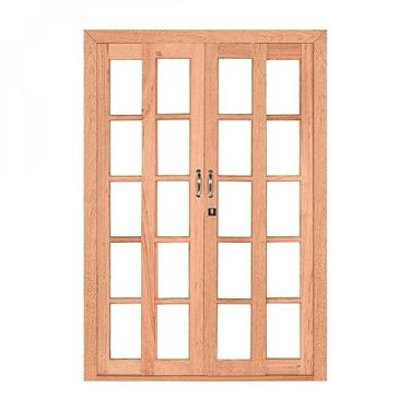 Imagem de Porta de Correr Madeira Quadriculada 4 Folhas 160cm x 216cm x 12cm Esel Natural