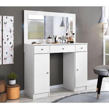 Imagem de Penteadeira Camarim Com Espelho E Led 5950 Branco 220V