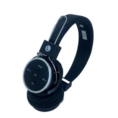 Imagem de Fone De Ouvido Bluetooth Head Phone Cartão Sd Preto Para Celular PC Tablet Computador Cor Preto