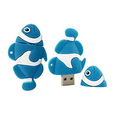 Imagem de Flash Drives USB em forma de peixe de 128 GB Pen Drive Memoria Flash Stick PenDrives USB Flash Disk Thumb Drive U Drive USB USB 2.0 Pen Drive PenDrive (azul)