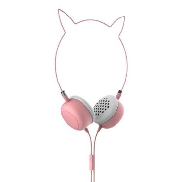 Imagem de Fone de Ouvido P2 Infantil Gatinho com Microfone Rosa Geonav