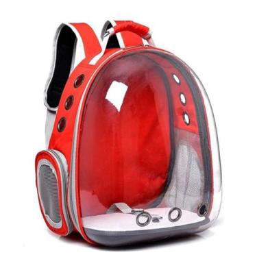 Imagem de Mochila Bolsa Pet Visão Panorâmica Astronauta Cachorro e Gato (Vermelho)