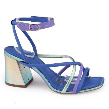 Imagem de Sandália fem Dakota Y0511 salto bloco geométrico metalizada