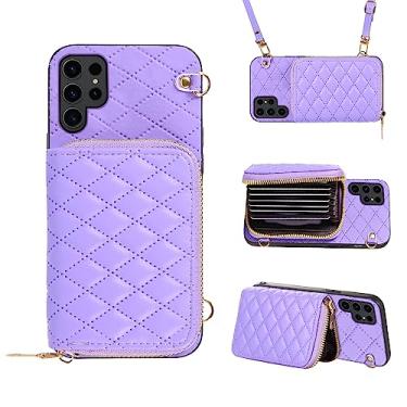 Imagem de Furiet Capa carteira compatível com Samsung Galaxy S24 Ultra 5G com zíper e alça de ombro transversal, 8 compartimentos para cartão e suporte de couro para celular S24Ultra 24S S 24 24Ultra Mulheres