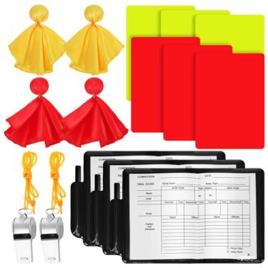 Imagem de Cartões amarelos vermelhos de árbitro de futebol: acessório de árbitro de de arremesso de pênalti de futebol - Livro de resultados de apitos de árbitro de de futebol amarelo