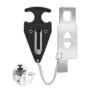 Imagem de Fechadura de porta portátil para trava de viagem trava de segurança doméstica para evitar entrada não autorizada escola apartamento hotel 2022 atualizado (preto)