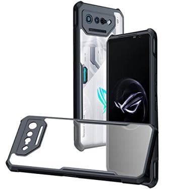 Imagem de NINKI Capa compatível com Asus ROG Phone 7 5G com proteção para lente da câmera, capa protetora de quatro cantos à prova de choque de silicone macio PC híbrido translúcido traseira transparente fina