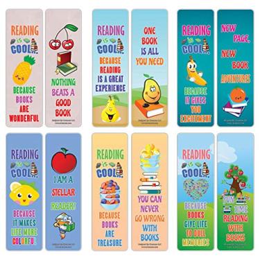 Imagem de Creanoso Marcadores de livro Cool Fruit Reading Sayings (pacote com 30) – Tokens de presente legal para crianças, meninos e meninas, adolescentes – Suprimentos de lembrancinhas de festa – Incentivo de recompensas de leitura de livros – Ótimo conjunto de brindes – Fichário de páginas