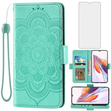 Imagem de Asuwish Capa de telefone para Xiaomi Redmi 12C/Poco C55 capa carteira com protetor de tela de vidro temperado e suporte de couro flip para cartão de crédito suporte flor fólio acessórios para celular