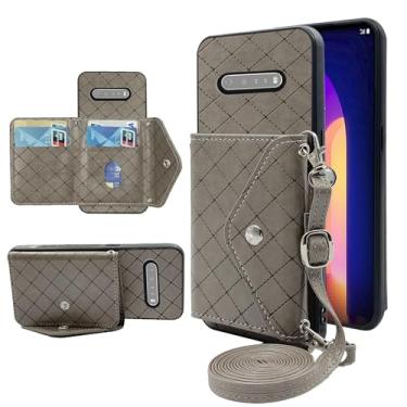 Imagem de Furiet Capa carteira compatível com LGV60ThinQ G5 LG60 9G B60 G60 17.3 cm com alça de ombro transversal suporte de couro suporte para cartão de crédito capa de telefone para LGV60 V 60 60ThinQ 60V