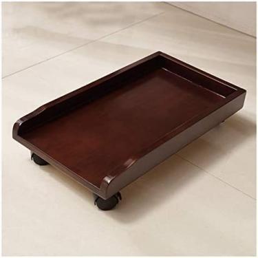 Imagem de Suporte de CPU de madeira Caso de CPU Suporte de chão Carrinho de suporte de CPU Suporte de CPU móvel Suporte de torre de host de mesa com 4 rodas de rodízio e moldura protetora Suporte de P