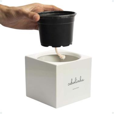 Imagem de Vaso Autoirrigável P/Plantas Manjericão Branco, Cinza, Rosa, Creme (Cinza Claro)