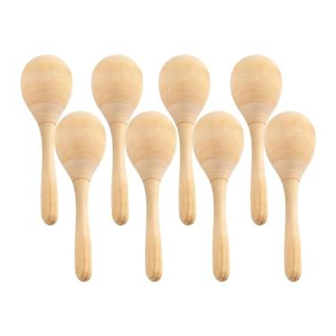 Imagem de YIJU Maracas de madeira inacabadas, 8 peças, instrumentos musicais de percussão manual, chocalhos para chá de bebê, decoração artesanal, feriado, eu