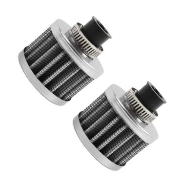 Imagem de MUGE RACING 2 peças de filtro de ar de entrada de ar frio respirador 12 mm tampa de válvula filtro de respiração para carro e motocicleta (prata)