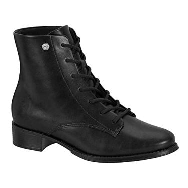 Imagem de Bota Beira Rio Estilo Fashion Napa Genebra Salto Médio com Cadarço,Preto, 37