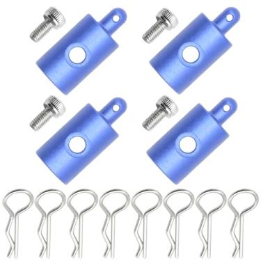 Imagem de HOBOHY 4Pcs Aluminum Attaching Body Mounts for Tamiya CW01 Chassis Lunch Box Upgrades Parts (Blue)