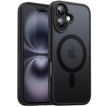 Imagem de JETech Capa Magnética para iPhone 16 Plus 6,7 Polegadas Compatível com MagSafe, Case de Telefone Fina e à Prova de Choque com Capinha Parte Traseira Fosca Translúcida (Preto)
