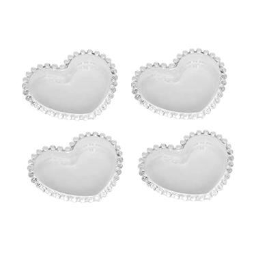 Imagem de WOLFF - Conjunto 4 Pratos de Cristal Coração 13cm x 10,5cm x 1,5cm - Linha Pearl