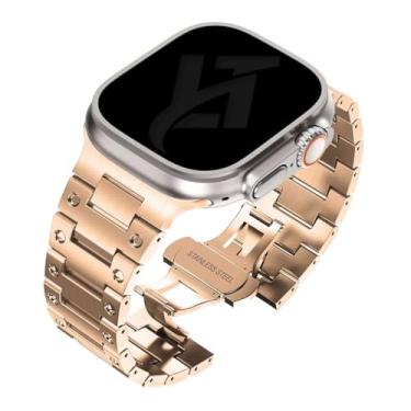 Imagem de Pulseira Metal Royal Prestige LTimports compativel com Apple Watch Ultra/Ultra2 49mm e Apple Watch 46mm 45mm 44mm 42mm (LT-Rose-gold)