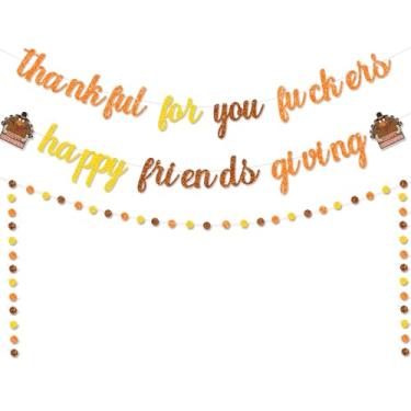 Imagem de Decorações de Ação de Graças - Banner Happy Friendsgiving Banner, Thankful for You, Decorações de Festa para Ação de Graças, Casa, Escritório, Cornija, Lareira - Pré-montado FG
