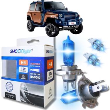 Imagem de Kit par lâmpadas super branca conector h4 8500k shocklight + par leds 