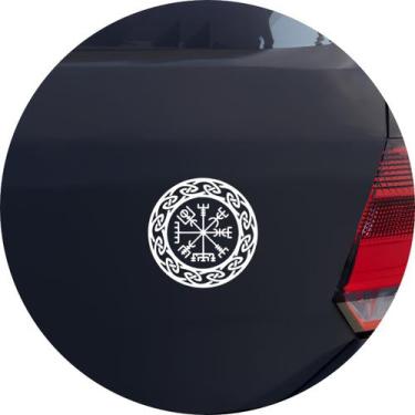 Imagem de Adesivo de Carro Viking Nórdico Vegvísir Red - Cor Branco - Melhor Ade