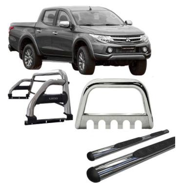 Imagem de Kit Quebra Mato Estribo Oval Santo Antônio L200 20 Cromado - HOZZ