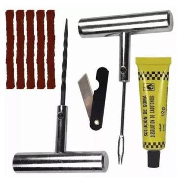 Imagem de Kit Reparo De Pneu Completo Sem Câmera Carro Moto 9 peças - Idea