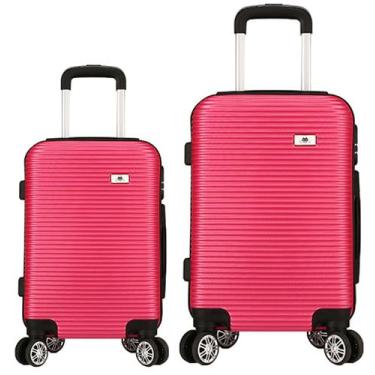 Imagem de Kit Mala de Viagem 2 Peças Bordo e Grande - C/ 4 Rodinhas 360º Rosa Me