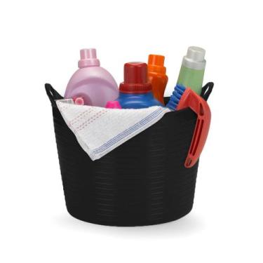Imagem de Balde Flexivel Cesto Multiuso Preto Roupa Brinquedos 20L - ARTHI