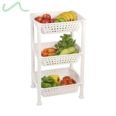 Imagem de Cesto Organizador Fruteira Empilhável 3 Bandejas Branco - Ordene