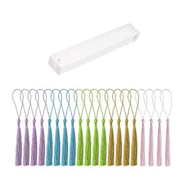 Imagem de harayaa 20 x marcadores de livro de acrílico com borlas chaveiro artesanato etiqueta presente leitura marcadores de livro feitos à mão para amantes de livros presente de decoração de leitor, 15 cm x 2,5 cm