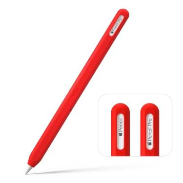 Imagem de Capa de silicone para lápis compatível com Apple Pencil Pro e Apple Pencil 2ª geração, capa protetora ultrafina macia para Apple Pencil (vermelha)