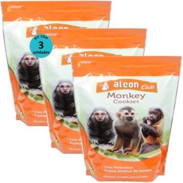 Imagem de Alcon club monkey cookies 450g kit com 3 para macaco-prego, sagui, mic