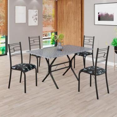 Imagem de Conjunto Sala de Jantar Mesa Retangular 120x75cm Tampo Granito Ocre 4 