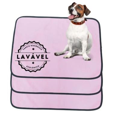 Imagem de Kit com 3 Fraldas de Câes p/Chão 70x50 Rosa 200 Lavagens - Alta Absorç