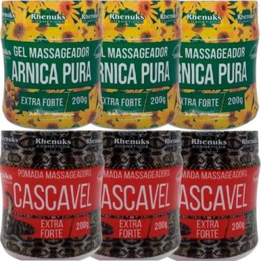 Imagem de Kit 3 Gel Massageador Arnica Pura 200g + 3 Pomada Massageadora Cascave