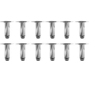 Imagem de Kit 12 Pé Para Móveis Regulável Redondo Cromado 10cm Aço - HD Ferragen