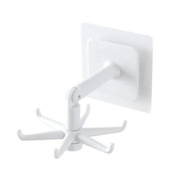 Imagem de Cabide Giratório Adesivo Com 6 Ganchos Branco 9x7cm  - COSY
