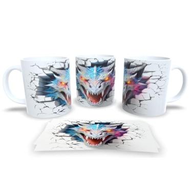 Imagem de Caneca Branca de Porcelana Personalizadas Coleção Arte em 3D (Dragrão 5)