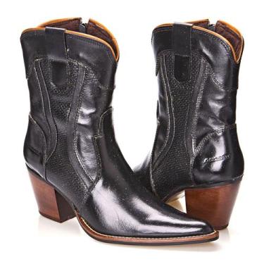 Imagem de Bota Feminina Country Bico Fino Em Couro Legítimo Preto - Amarok Calça