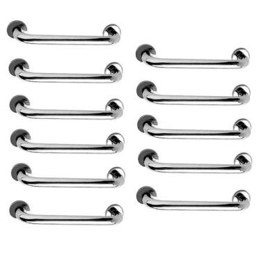 Imagem de Alça de Apoio Inox 30cm Barra Kit 11 Unidades Idoso Cadeirante Deficie