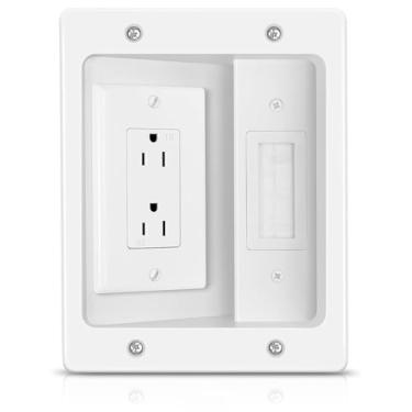Imagem de Kit de gerenciamento de cabos de parede Inara – Tomada embutida para ocultar cabos e fios de TV, corretivo de montagem de ponte elétrica, ocultador de cabo de TV para TV e passagem de cabos, capa