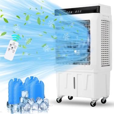 Imagem de Towallmark Refrigerador de ar evaporativo, refrigerador de pântano de 1800 CFM com tanque de água de 8,4 galões e 4 pacotes de gelo, 3 modos e velocidades do vento para uso externo ou interno