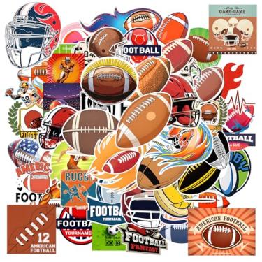 Imagem de Adesivos esportivos de desenhos animados a granel: 50 peças adesivos de futebol americano adesivos de capacete de futebol americano adesivos de vinil à prova d'água adesivos de álbum de recortes para